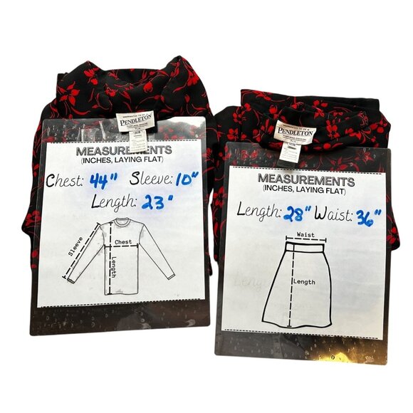 Pendleton Vintage 2-Piece Matching Set – Black with Red Floral Print – Size 16W - Picture 6 of 9